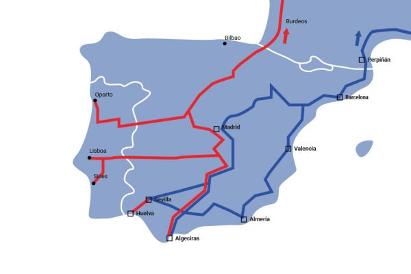 Intermodal transport: Comparison between the Atlantic corridor and the Mediterranean corridor